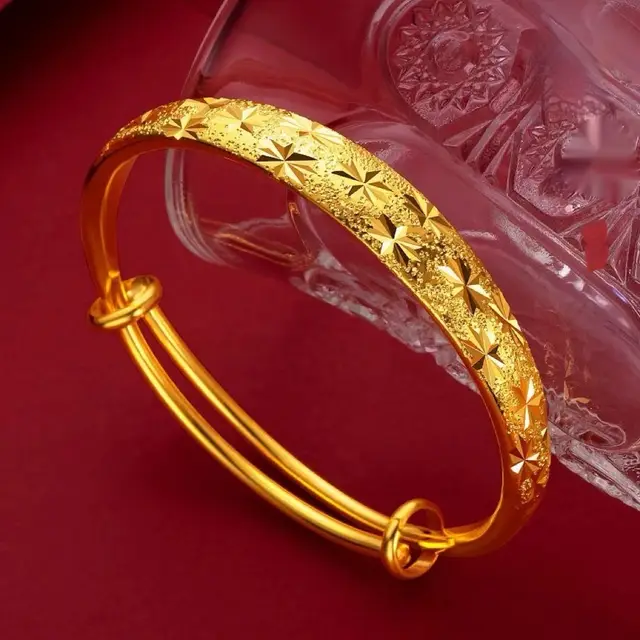 Ancient Style Alluvial Gold Thick Push pull Bracelet Copper plated Gold Starry Bracelet - Shop at LoveMi
