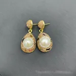 Natural Freshwater Shaped Pearl Hand-inlaid Three-piece Set - Earrings