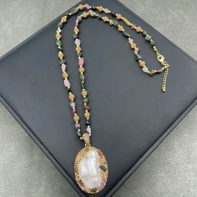 Natural Freshwater Shaped Pearl Hand inlaid Three piece Set Necklace - Shop at LoveMi