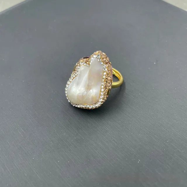 Natural Freshwater Shaped Pearl Hand inlaid Three piece Set Ring - Shop at LoveMi