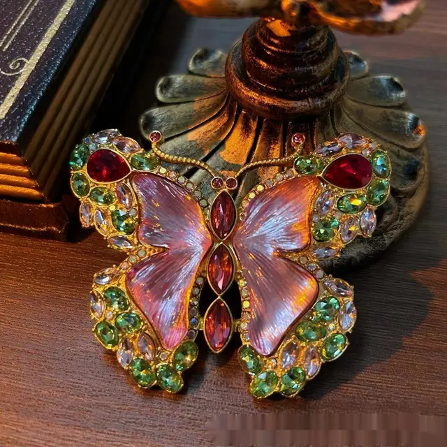 Butterfly Rhinestone Sweet Brooch Necklace Suit Brooch - Shop at LoveMi