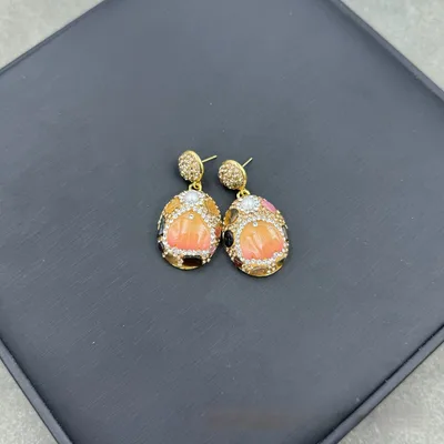 New Natural Tourmaline Inlaid Pearl Flower shaped Suit Earrings - Shop at LoveMi