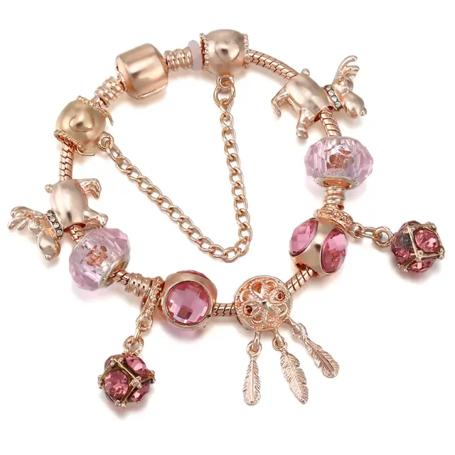 Rose Gold Tassel Mengnet Charm Women's Bracelet Style4 - Shop at LoveMi