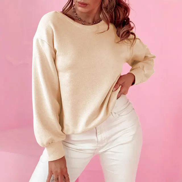 Apricot Bow Backless Round neck Sweater Light Yellow - Shop at LoveMi