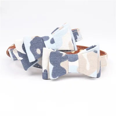 Camouflage Series Bowknot Pet Collar Blue - Shop at LoveMi