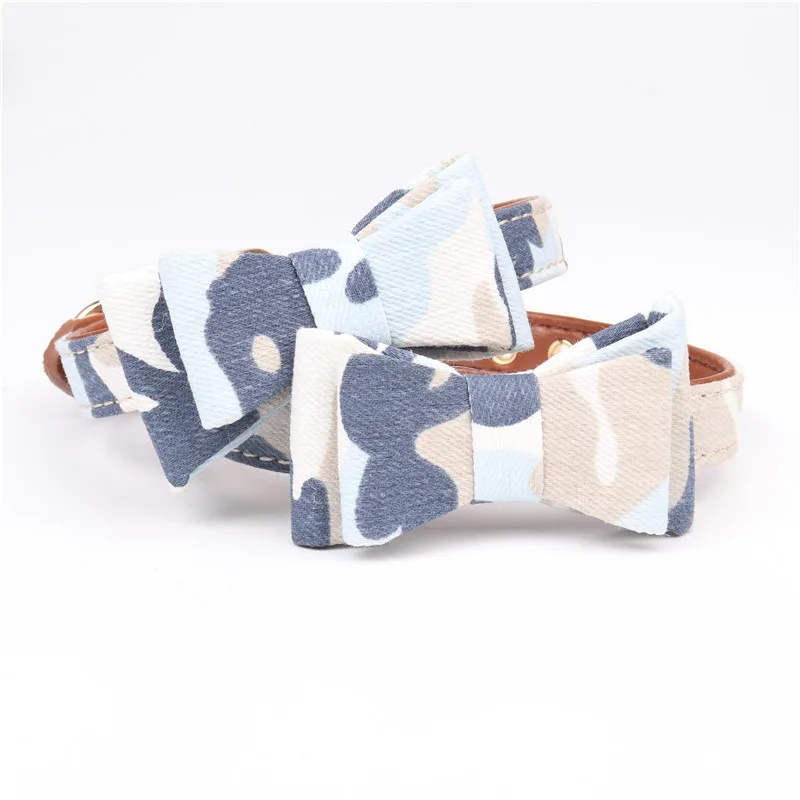 Camouflage Series Bowknot Pet Collar - Blue - View 1