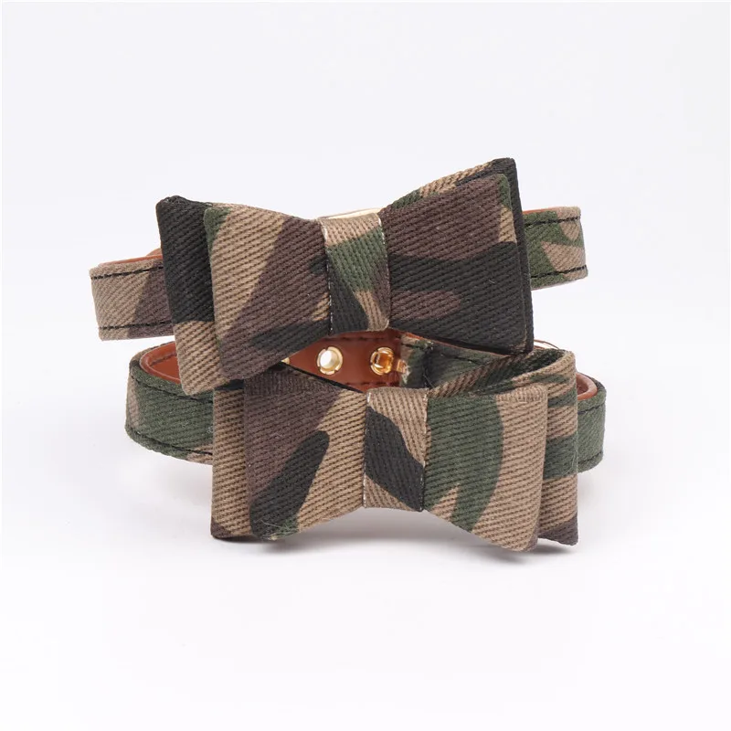 Camouflage Series Bowknot Pet Collar - Green - View 1
