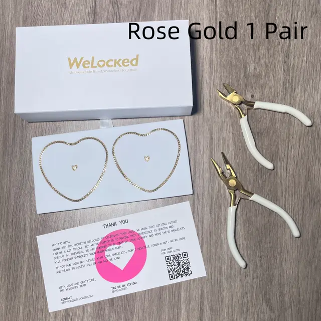 Couple Bracelet 925 Silver Eternal Lock Cutting Pliers Suit Rose Gold 1 Pair - Shop at LoveMi