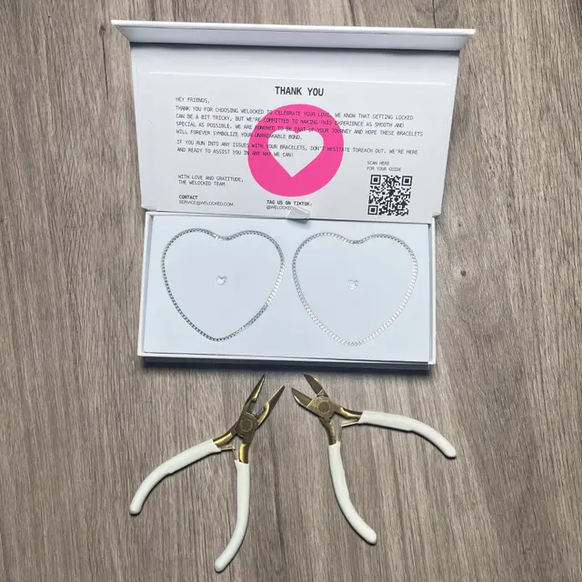 Couple Bracelet 925 Silver Eternal Lock Cutting Pliers Suit Silver 1 Pair - Shop at LoveMi