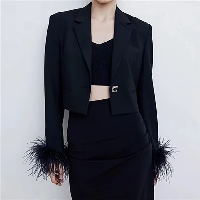 Slim Fit Temperament Commute Women's Business Suit Mid length Dress Set Black - Shop at LoveMi