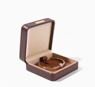 High grade PU Leather Jewellery Box Rounded Corner Ring Box Coffee Bracelet Box - Shop at LoveMi