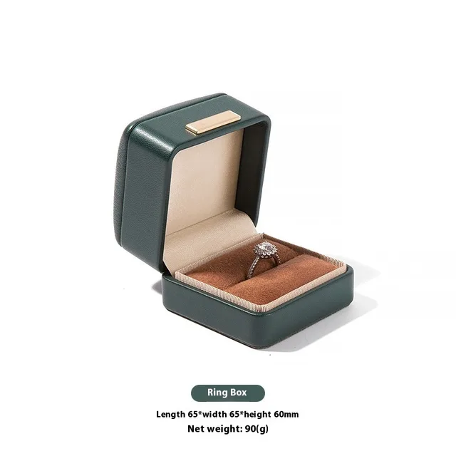 High grade PU Leather Jewellery Box Rounded Corner Ring Box Dark Green Ring Box - Shop at LoveMi