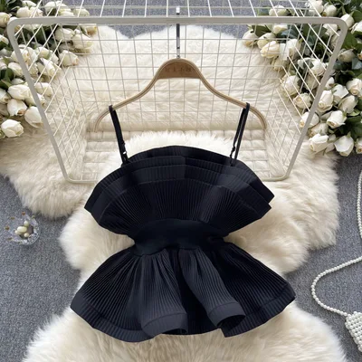 Vacation Style Suspender Top Women's Wear European And American Ins Black - Shop at LoveMi