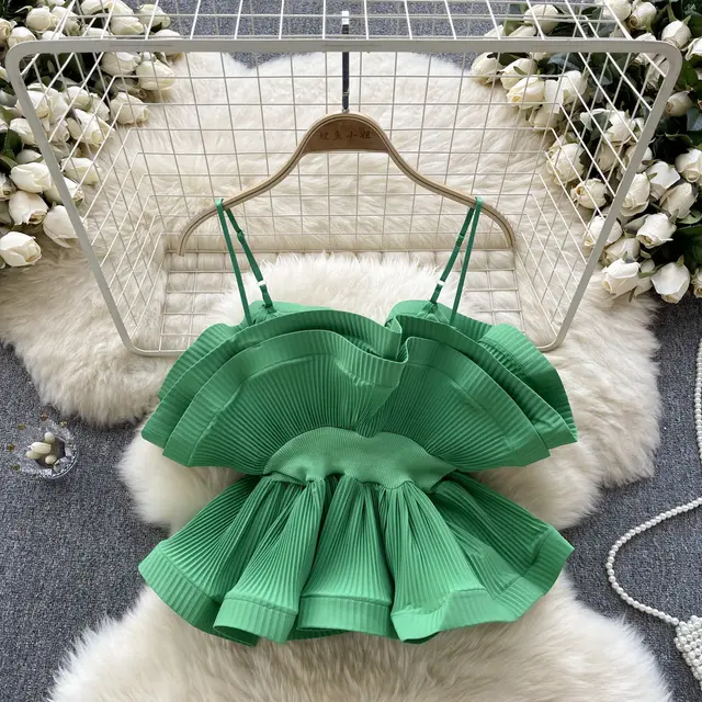 Vacation Style Suspender Top Women's Wear European And American Ins Green - Shop at LoveMi