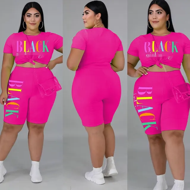 Letter Fashion Casual Plus Size Women's Clothing Suit Rose Red - Shop at LoveMi