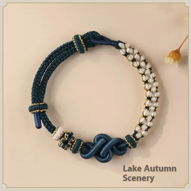 Ruyi Knot Peach Blossom Knot Carrying Strap Semi finished Products Wearable Gold Lucky Beads Lake Light Autumn Color - Shop at LoveMi