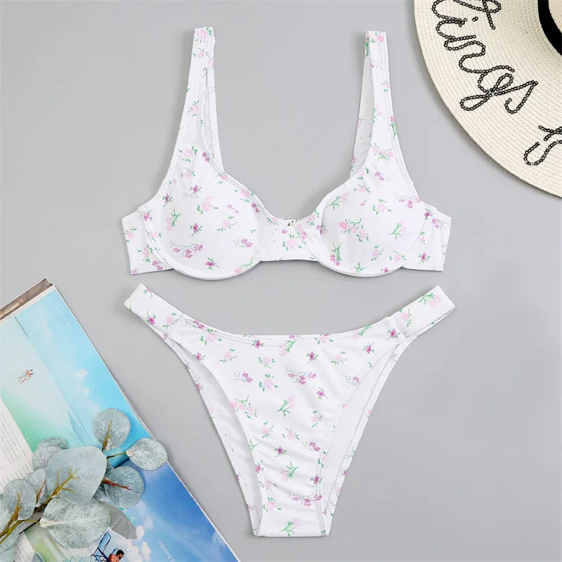 Bikini Floral Yellow Split Swimsuit Floral - Shop at LoveMi