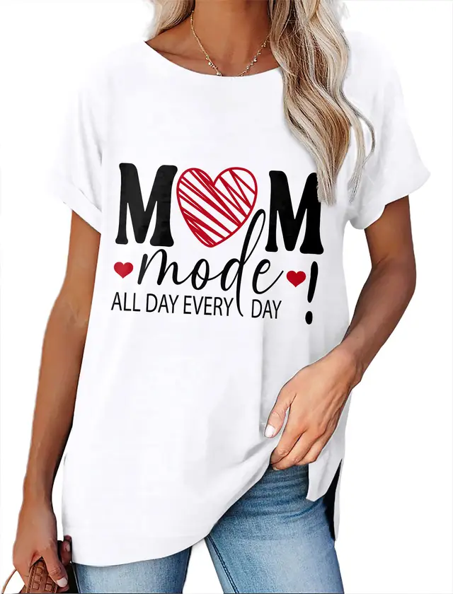 Women's Minimalist Printed Casual Round Neck Short Sleeved Shirt 1 Style - Shop at LoveMi