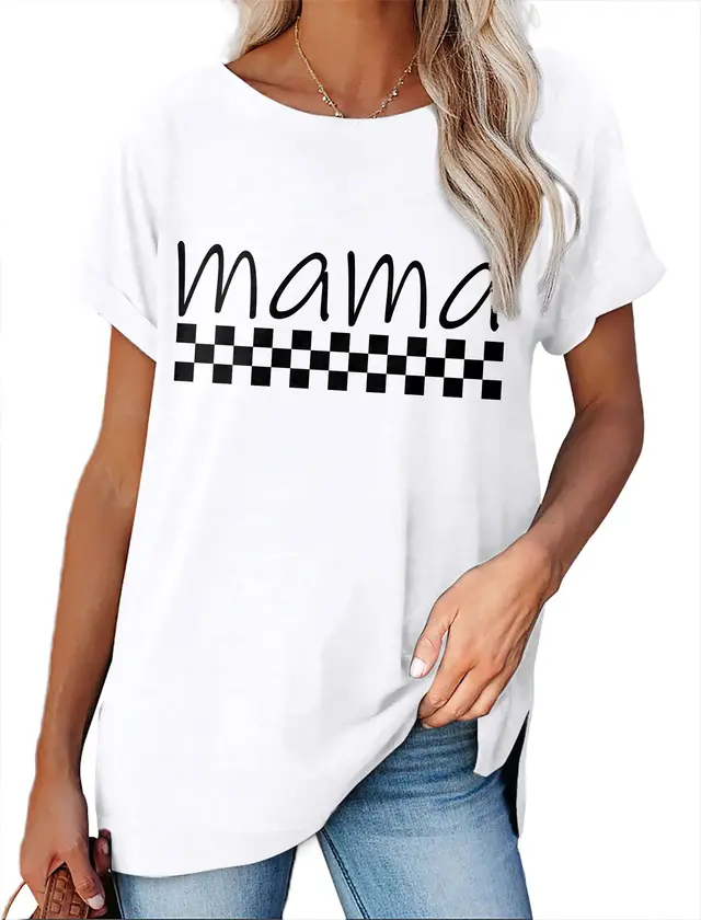 Women's Minimalist Printed Casual Round Neck Short Sleeved Shirt 18 Style - Shop at LoveMi