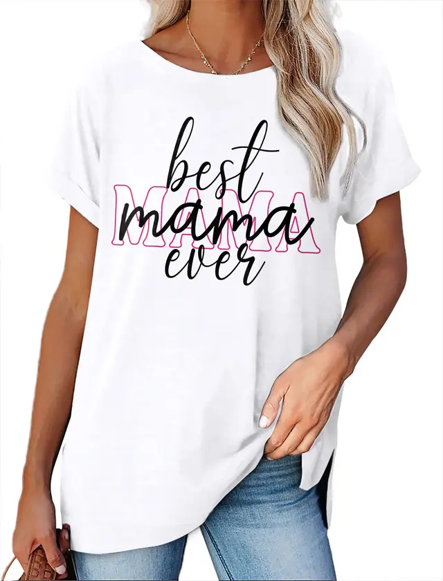 Women's Minimalist Printed Casual Round Neck Short Sleeved Shirt 7 Style - Shop at LoveMi