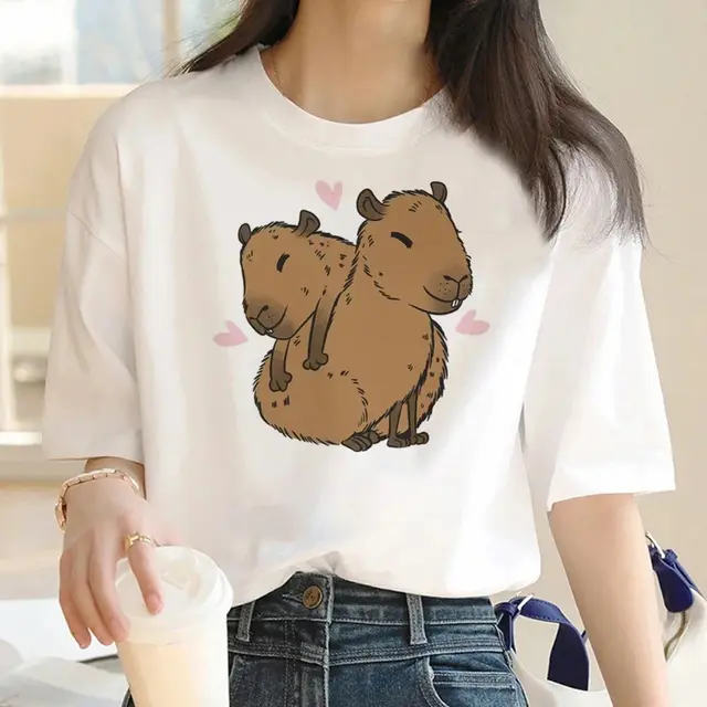 Cute Capybara Clothing Women Vintage Cartoon T Shirt H51502 - Shop at LoveMi