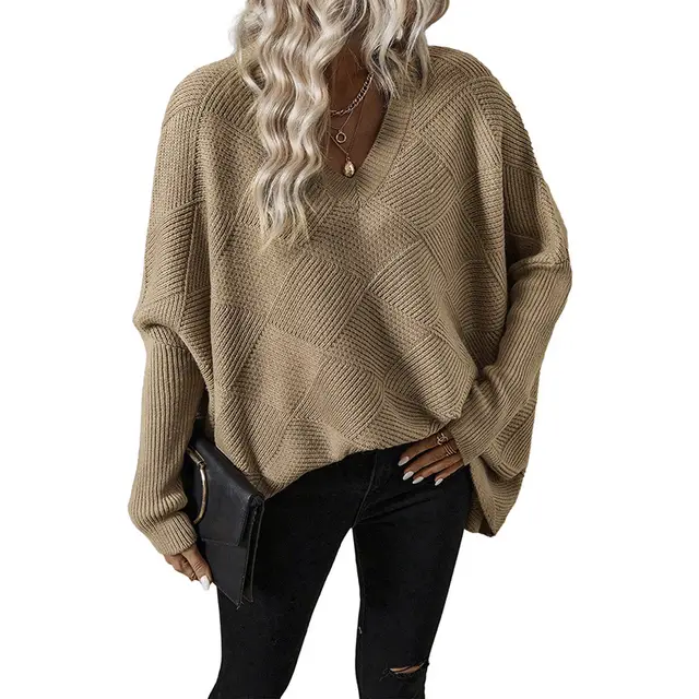 European And American Loose Oversize Knitted Textured Sweater For Women P1016 - Shop at LoveMi