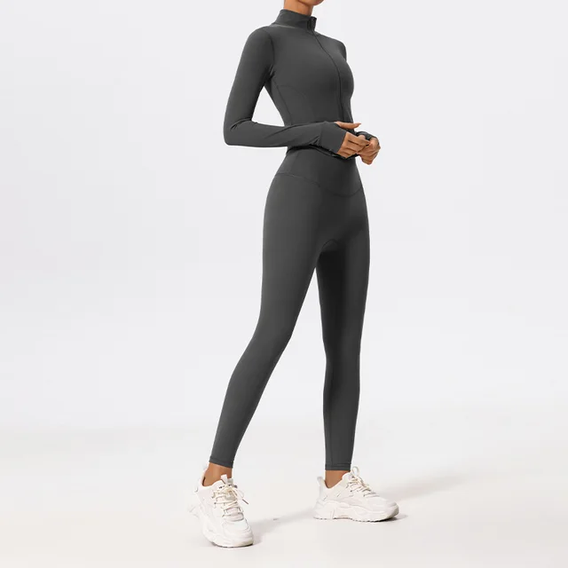 Solid Color Yoga Women's Outer Wear Sports Jacket Suits Classic Gray - Shop at LoveMi