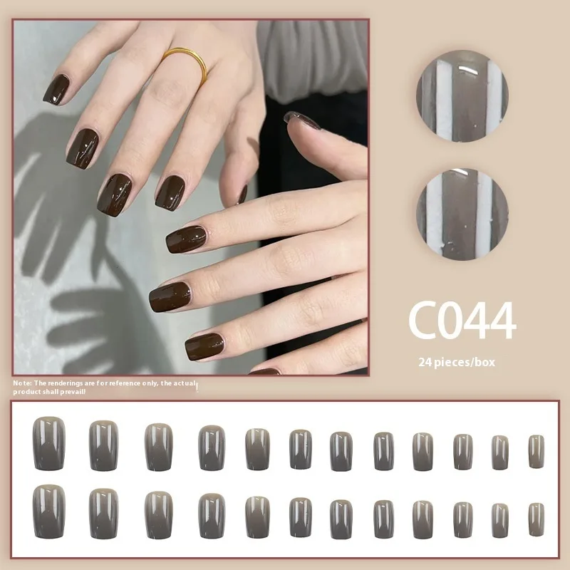 Pure Color Simple Nail Tips Advanced Sense C044 With Glue - Shop at LoveMi