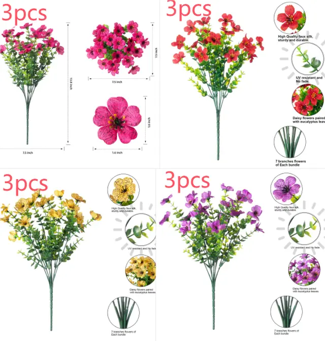 Artificial Outdoor UV proof Decorative Simulation Green Plant Plastic Flowers Set - Shop at LoveMi