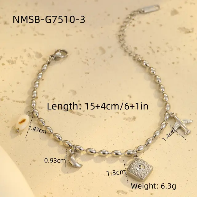 Niche Design Beaded Ocean Style Bracelet Stainless Steel Nmsbg75103 - Shop at LoveMi