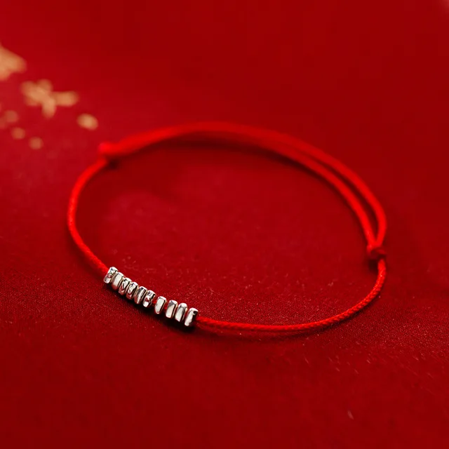 S925 Silver Plated Gold Partysu Red Rope Bracelet Silver Style - Shop at LoveMi