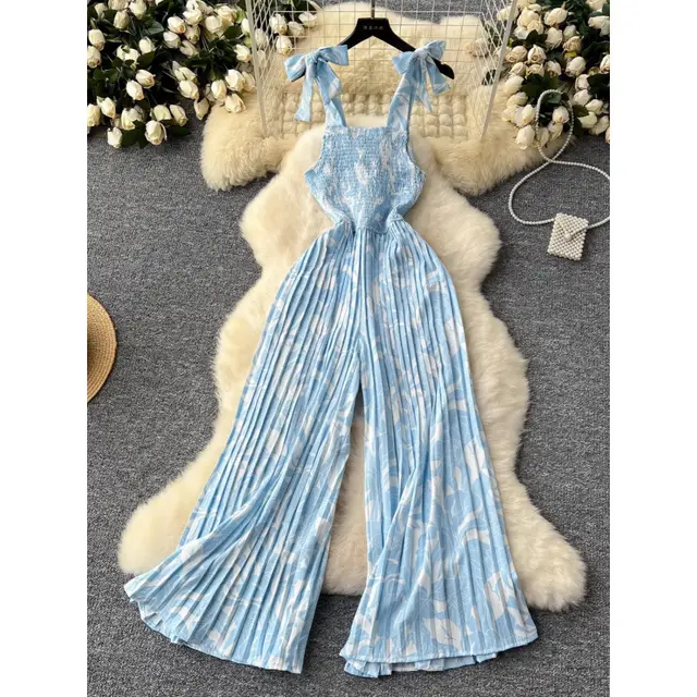 Travel Vacation Wear Jumpsuit Women's Summer Blue - Shop at LoveMi