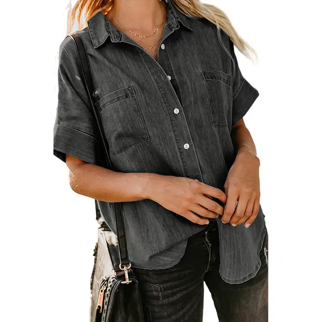 Casual All matching Lapel Solid Color Simple Shirt Lc255917102 - Shop at LoveMi