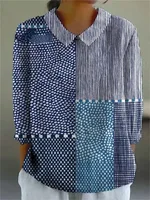 Loose Printed Crew Neck Casual Plus Size Pullover Women's Short Sleeve - Bj242123472030