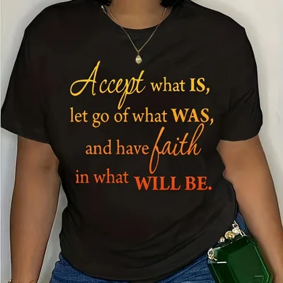 Women's Fashion Personalized Letter Print T shirt D540 Black - Shop at LoveMi