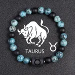 Twelve Constellations Bracelets 8mm Obsidian String Beads Natural Stone - Taurur