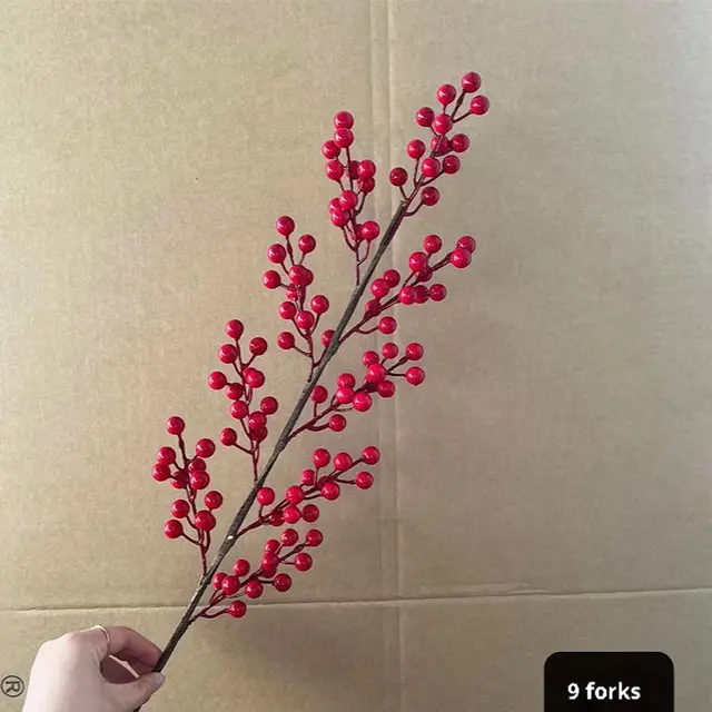 Gold Artificial Flower Bucket Lunar New Year Flower Decoration Nine Fork Holly - Shop at LoveMi