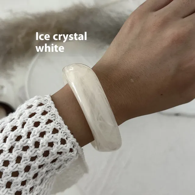 Acrylic Bracelet Exaggerated Ins Style Irregular Translucent Ice Crystal White - Shop at LoveMi