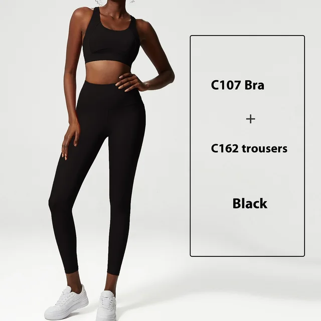 Sports Underwear Yoga Clothes Fitness Nude Feel Suit Black - Shop at LoveMi
