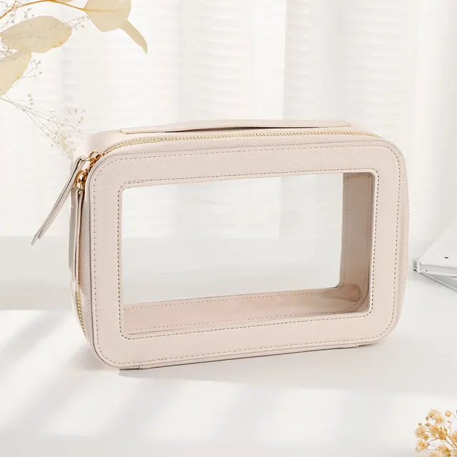 Ladies Toiletries Bag Travel Waterproof Storage Beige Single Layer - Shop at LoveMi
