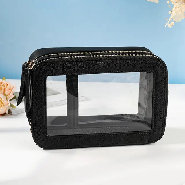 Ladies Toiletries Bag Travel Waterproof Storage Black Of Phantom Double Layer - Shop at LoveMi