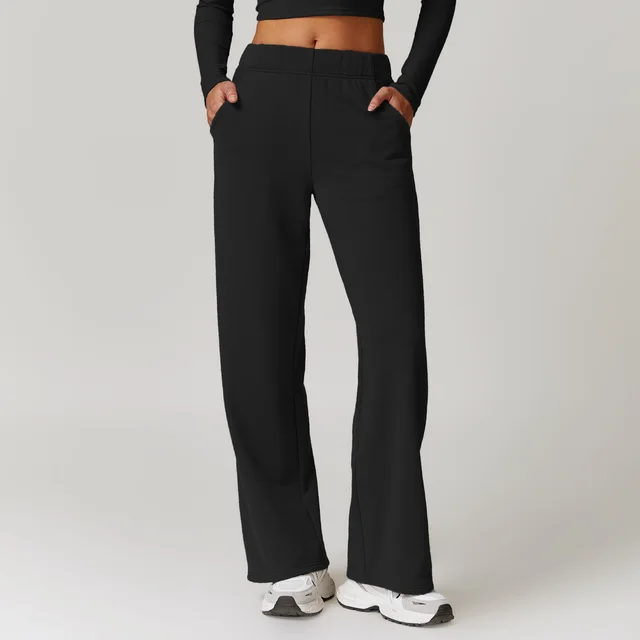 Outdoor Sports Straight High Waist Slimming Casual Pants Advanced Black - Shop at LoveMi