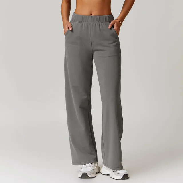 Outdoor Sports Straight High Waist Slimming Casual Pants Gray - Shop at LoveMi