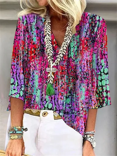 Cross border Clothing 3D Printed V neck Pullover Leisure Cropped POD Customization Vl08 S - Shop at LoveMi