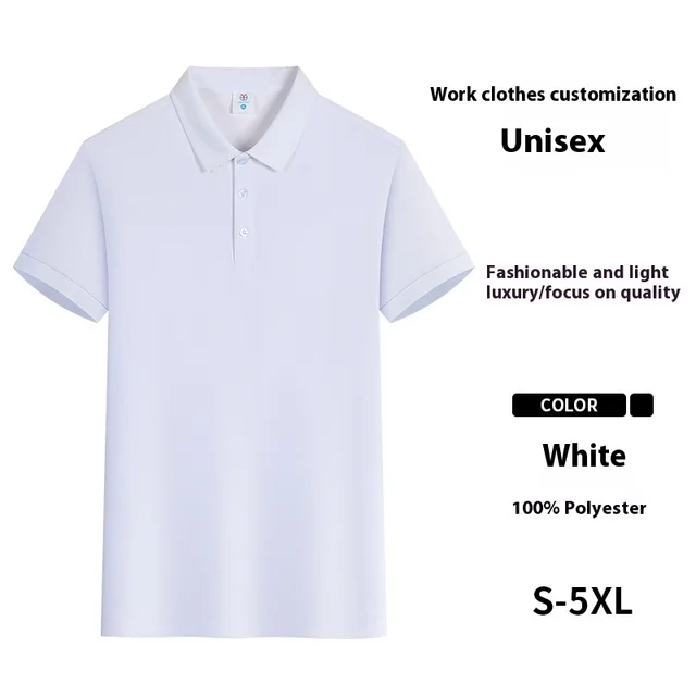 Solid Color Polo Shirt Ice Silk Lapel Short Sleeve White - Shop at LoveMi