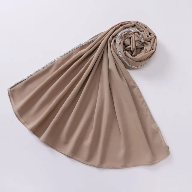 Bright Diamond Long edged Malaysian Scarf Chiffon Scarf Camel - Shop at LoveMi