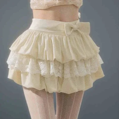 Women's Autumn And Winter A Line Slimming Pleated Tiered Skirt Apricot - Shop at LoveMi
