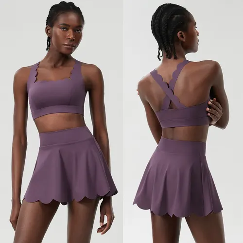 European And American Summer Tennis Suit Suit Women's Plus Size Quick drying Lycra Sports Workout Clothes Purple - Shop at LoveMi