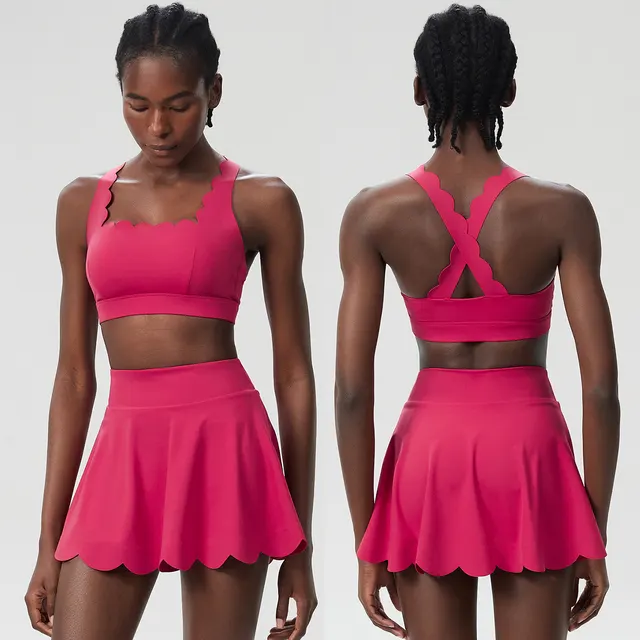 European And American Summer Tennis Suit Suit Women's Plus Size Quick drying Lycra Sports Workout Clothes Wild Berry Red - Shop at LoveMi
