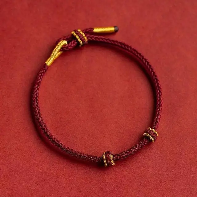 Semi finished Products Beads Threading Gold Accessories DIY Hand woven Red Rope Wine Red - Shop at LoveMi